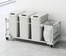 扉面材対応　ゴミ箱ワゴン（20L袋用）３個　DWPS-906