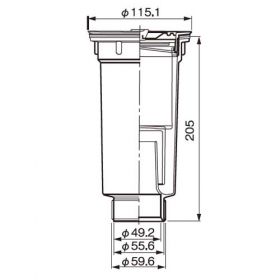 COMOシリーズ深型下引排水部品2”エース寸法図